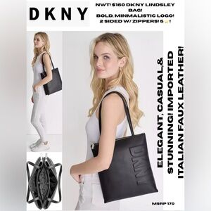 NWT! DKNY BOLD LOGO CONTEMPORARY & BADA$$ PURSE! DOUBLE-SIDED. VERSATILE!
